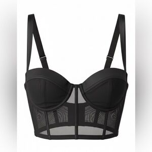 OH POLLY Black Mesh Sheer Corset Bra Crop Top in Size 4
